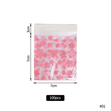 Load image into Gallery viewer, 100pcs Sakura Flower Snack Cookie Sealing Bag Self-Adhesive Wedding Birthday Party Candy Biscuit Packaging Gift Bag