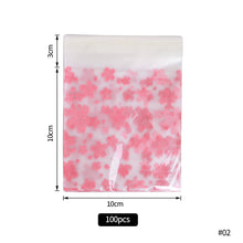Load image into Gallery viewer, 100pcs Sakura Flower Snack Cookie Sealing Bag Self-Adhesive Wedding Birthday Party Candy Biscuit Packaging Gift Bag