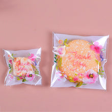 Load image into Gallery viewer, 100pcs Thank You Flower Snack Cookie Sealing Bag Self-Adhesive Wedding Birthday Party Candy Biscuit Packaging Gift Bag
