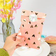 Load image into Gallery viewer, 25Pcs Wedding Favor Treat Paper Bag Wedding Birthday Anniversary Party Favor Candy Cookie Gift Paper Bag Pink And Gold Foil Heart