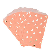 Load image into Gallery viewer, 25Pcs Wedding Favor Treat Paper Bag Wedding Birthday Anniversary Party Favor Candy Cookie Gift Paper Bag Pink And Gold Foil Heart