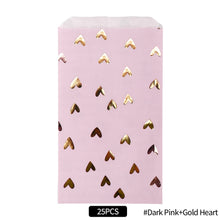 Load image into Gallery viewer, 25Pcs Wedding Favor Treat Paper Bag Wedding Birthday Anniversary Party Favor Candy Cookie Gift Paper Bag Pink And Gold Foil Heart