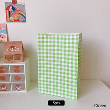 Load image into Gallery viewer, 5pcs/set Korean Style Colorful Plaid Kraft Paper Bag Flower Gift Pakage Bag Present Bag Table Organizing Bag