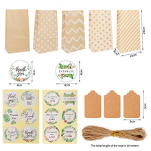 Load image into Gallery viewer, 10/30Sets Party Favor Gift Paper Bags with Sticker Ropes Treat Bags Candy Bag Chevron Polka Dot Bags Christmas Wedding Birthday Party Favors Supplies Gift Bags