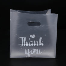 Load image into Gallery viewer, 50pcs Thank You Plastic Gift Bags Cafe Bread Bring Out Bag Shopping Packaging Bags With Handle Christmas Party Wedding Favors For Guests Decoration