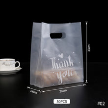 Load image into Gallery viewer, 50pcs Thank You Plastic Gift Bags Cafe Bread Bring Out Bag Shopping Packaging Bags With Handle Christmas Party Wedding Favors For Guests Decoration