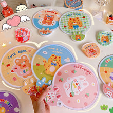 Load image into Gallery viewer, Summer Cartoon Handheld Round Fan Portable Fan with Handle Mini Folding Foldable Fan School Home Use Fan