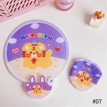 Load image into Gallery viewer, Summer Cartoon Handheld Round Fan Portable Fan with Handle Mini Folding Foldable Fan School Home Use Fan