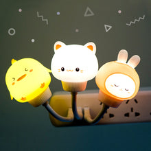 Load image into Gallery viewer, USB Plug Cartoon Animal Lamp Computer Mobile Power Charging USB Small Book Lamps LED Eye Protection Light Baby Breeding Kids Room Night Light