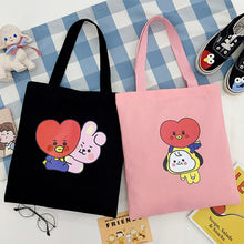 Load image into Gallery viewer, Korean BTS BT21 Cartoon Printed Canvas Tote Large Capacity Bag Fashion Shoulder Bag Ladies Canvas Bags