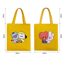 Load image into Gallery viewer, Korean BTS BT21 Cartoon Printed Canvas Tote Large Capacity Bag Fashion Shoulder Bag Ladies Canvas Bags