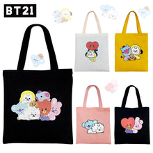 Load image into Gallery viewer, Korean BTS BT21 Cartoon Printed Canvas Tote Large Capacity Bag Fashion Shoulder Bag Ladies Canvas Bags