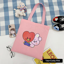 Load image into Gallery viewer, Korean BTS BT21 Cartoon Printed Canvas Tote Large Capacity Bag Fashion Shoulder Bag Ladies Canvas Bags