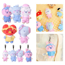 Load image into Gallery viewer, 10cm/20cm KPOP BT21 BTS Soft Plush Toy Pajamas Design Plush Keychain Bag Pendant Key Ring Stuffed Cartoon Toy Gift Tata Cooky Chimmy Koya Shooky Mang RJ