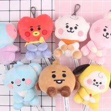 Load image into Gallery viewer, 12cm KPOP BT21 BTS Soft Plush Toy Plush Keychain Bag Pendant Key Ring Stuffed Cartoon Toy Gift Tata Cooky Chimmy Koya Shooky Mang RJ