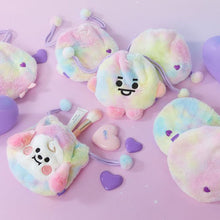 Load image into Gallery viewer, KPOP BTS BT21 Gradient Plush Soft Storage Bag Rainbow Cartoon Large Capacity Drawstring Pocket for Cosmetics Stationery
