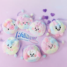 Load image into Gallery viewer, KPOP BTS BT21 Gradient Plush Soft Storage Bag Rainbow Cartoon Large Capacity Drawstring Pocket for Cosmetics Stationery