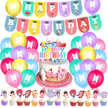 Load image into Gallery viewer, BTS Latex Balloon Birthday Party Supplies Confetti Happy Birthday Balloons Party Decorations for Bangtan Boys Fans Fans Gift