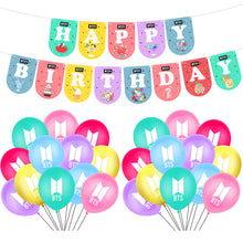 Load image into Gallery viewer, BTS Latex Balloon Birthday Party Supplies Confetti Happy Birthday Balloons Party Decorations for Bangtan Boys Fans Fans Gift