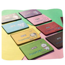 Load image into Gallery viewer, BTS BT21 Leather Travel Passport Holder Passport Case Passport Holder Cover Slim ID Card Case Passport Protector