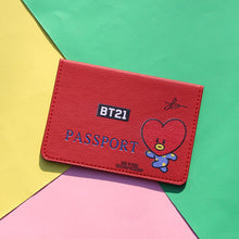 Load image into Gallery viewer, BTS BT21 Leather Travel Passport Holder Passport Case Passport Holder Cover Slim ID Card Case Passport Protector