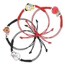 Load image into Gallery viewer, BTS BT21 Fashion Handmade Wishing Bracelet Red Black Rope Bracelet Hand Rope Couple Bracelet