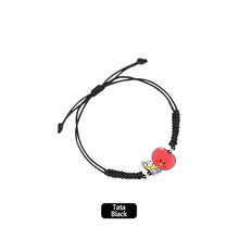 Load image into Gallery viewer, BTS BT21 Fashion Handmade Wishing Bracelet Red Black Rope Bracelet Hand Rope Couple Bracelet