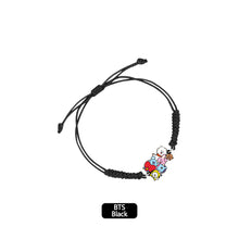 Load image into Gallery viewer, BTS BT21 Fashion Handmade Wishing Bracelet Red Black Rope Bracelet Hand Rope Couple Bracelet