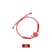 Load image into Gallery viewer, BTS BT21 Fashion Handmade Wishing Bracelet Red Black Rope Bracelet Hand Rope Couple Bracelet