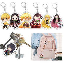 Load image into Gallery viewer, Demon Slayer Fashion Cosplay Cartoon Keychain Key Chain Ring Anime Keyring Hot Sales Bag Pendant