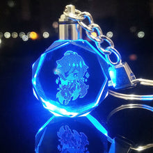 Load image into Gallery viewer, Demon Slayer Fashion Cosplay Cartoon Keychain LED Light Key Chain Ring Anime Keyring Hot Sales Key Chains