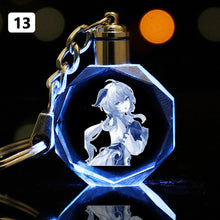 Load image into Gallery viewer, Demon Slayer Fashion Cosplay Cartoon Keychain LED Light Key Chain Ring Anime Keyring Hot Sales Key Chains