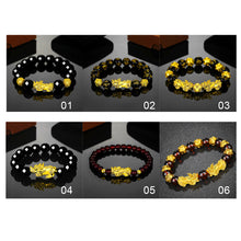 Load image into Gallery viewer, Pi Yao Obsidian Lucky Stone Bead Creative Gold Bracelet Men and Women Blessing Wristband Rich Auspicious Feng Shui Pixiu Bracelet