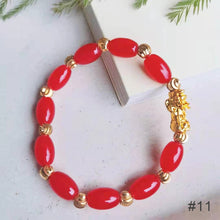 Load image into Gallery viewer, Pixiu Imitation White Jade Barrel Beads Good Luck Bracelet Pi Yao Beads Bracelet Men Women Wristband Elastic Religious Bracelet