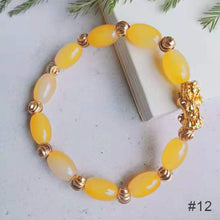 Load image into Gallery viewer, Pixiu Imitation White Jade Barrel Beads Good Luck Bracelet Pi Yao Beads Bracelet Men Women Wristband Elastic Religious Bracelet