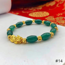 Load image into Gallery viewer, Pixiu Imitation White Jade Barrel Beads Good Luck Bracelet Pi Yao Beads Bracelet Men Women Wristband Elastic Religious Bracelet