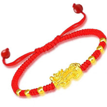 Load image into Gallery viewer, Red and Black Rope Pixiu Hand-woven Bracelet Good Luck Bracelet Pi Yao Beads Bracelet Men Women Wristband Couple Bracelet