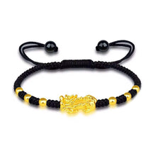 Load image into Gallery viewer, Red and Black Rope Pixiu Hand-woven Bracelet Good Luck Bracelet Pi Yao Beads Bracelet Men Women Wristband Couple Bracelet