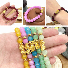 Load image into Gallery viewer, Gold Pixiu Red Agate Transport Evil Spirit Lucky Bracelet Bracelet Feng Shui Piyao Imitation Agate Elastic Couple Bracelet
