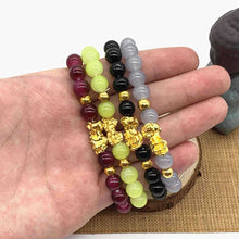 Load image into Gallery viewer, Gold Pixiu Red Agate Transport Evil Spirit Lucky Bracelet Bracelet Feng Shui Piyao Imitation Agate Elastic Couple Bracelet