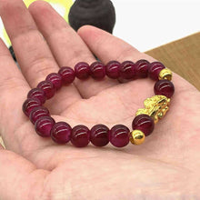 Load image into Gallery viewer, Gold Pixiu Red Agate Transport Evil Spirit Lucky Bracelet Bracelet Feng Shui Piyao Imitation Agate Elastic Couple Bracelet