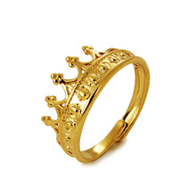 Load image into Gallery viewer, Gold Color Jewelry Ring Alluvial Gold Design Kiss Rose Crown Hollowed-out Copper Cash Women Adjustable Pure Brass Plating Ring