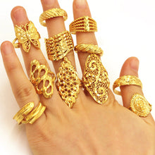 Load image into Gallery viewer, Vietnam Alluvial Gold All Over The Sky Star Han Edition Opening Adjustable Forefinger Female Flower Butterfly Ring Jewelry