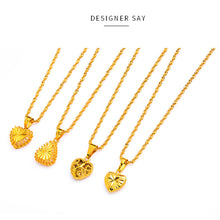 Load image into Gallery viewer, Gold Necklace Pawn Female Water Wave Chain Gold-plated Copper Creative Love Heart Pendant Necklace Gold Jewelry Pendant Necklace