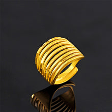 Load image into Gallery viewer, Alluvial Gold Ring Female Frosted Imitation Finger Hollow-out Adjustable Opening Long Ring Creative Jewelry Accessories