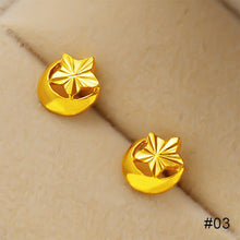 Load image into Gallery viewer, Saudi Gold Rose Hollow-out Ear Stud Fashion Female Simple Love Heart Design Earrings Gold Clover Jewelry Women Accessories