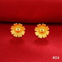 Load image into Gallery viewer, Saudi Gold Rose Hollow-out Ear Stud Fashion Female Simple Love Heart Design Earrings Gold Clover Jewelry Women Accessories