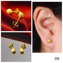 Load image into Gallery viewer, Saudi Gold Rose Hollow-out Ear Stud Fashion Female Simple Love Heart Design Earrings Gold Clover Jewelry Women Accessories