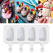 Load image into Gallery viewer, 4Cell/Cavity Silicone Ice Cream Mould DIY Popsicle Mold Ice Cube Tray Puck Popsicle Mold Chocolate Mold Tray