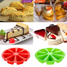Load image into Gallery viewer, 8Cavity Round DIY Cake Mold 8 Slice Scone Bread Baking Mold Pizza Silicone Baking Tray Bakeware